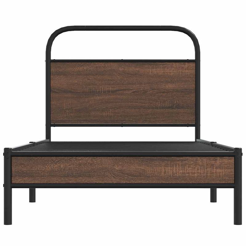 Casa si Gradina - Mobilier - Paturi si accesorii - Paturi - Cadru pat fara saltea stejar maro, 100x190 cm, lemn prelucrat, model cu tăblie de cap și tăblie de picioare joasă - Infinity.ro