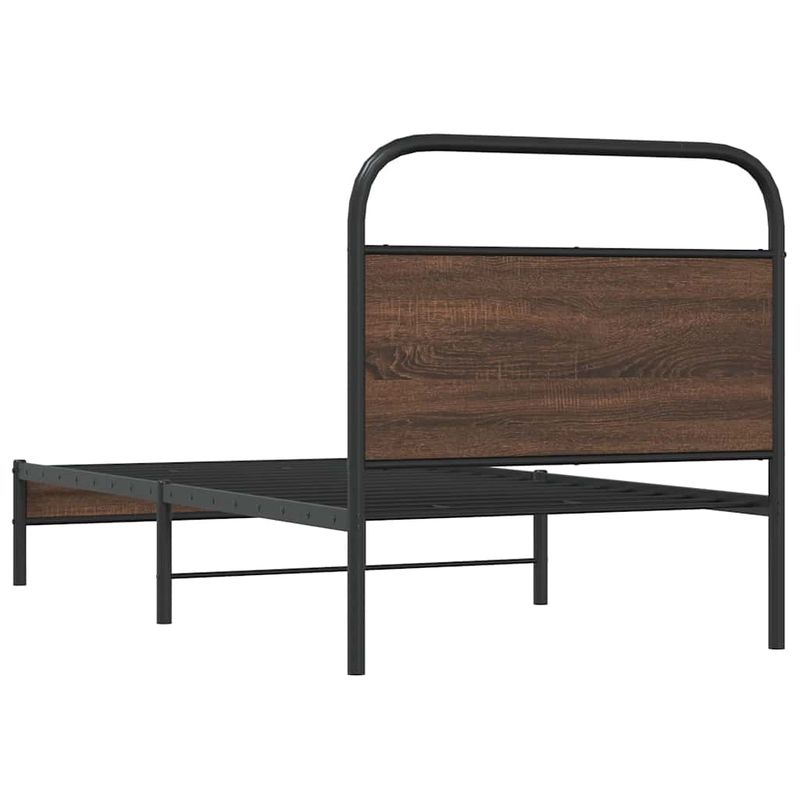 Casa si Gradina - Mobilier - Paturi si accesorii - Paturi - Cadru pat fara saltea stejar maro, 100x190 cm, lemn prelucrat, model cu tăblie de cap și tăblie de picioare joasă - Infinity.ro