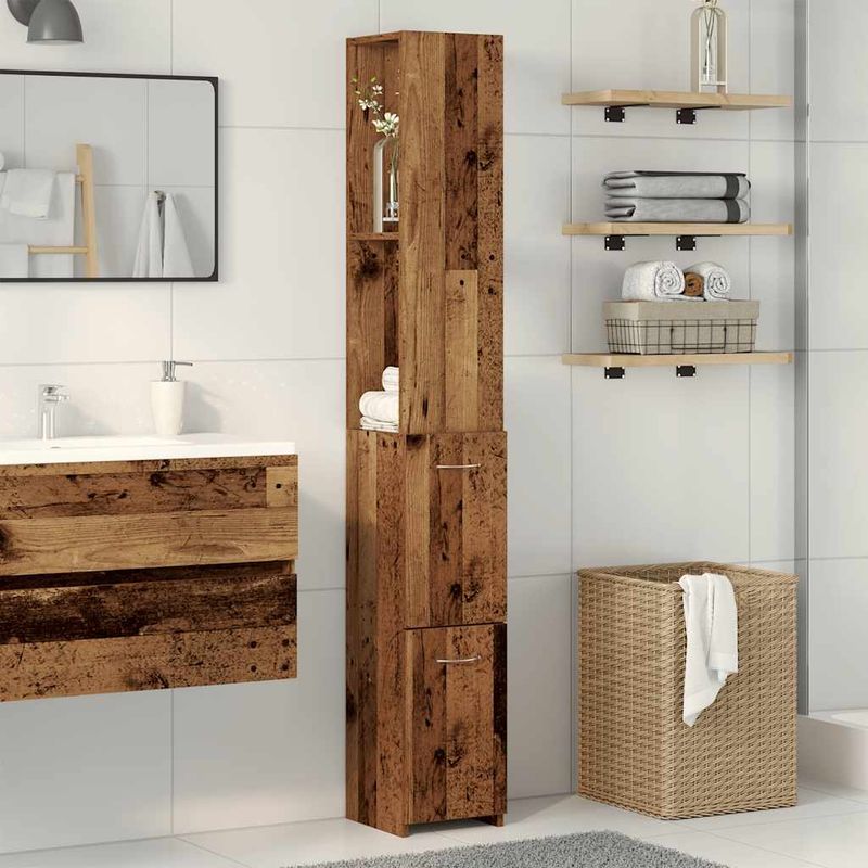 Casa si Gradina - Mobilier - Mobilier baie - Comode baie - Dulap de baie, lemn vechi, 25x25x170 cm, PAL - Infinity.ro