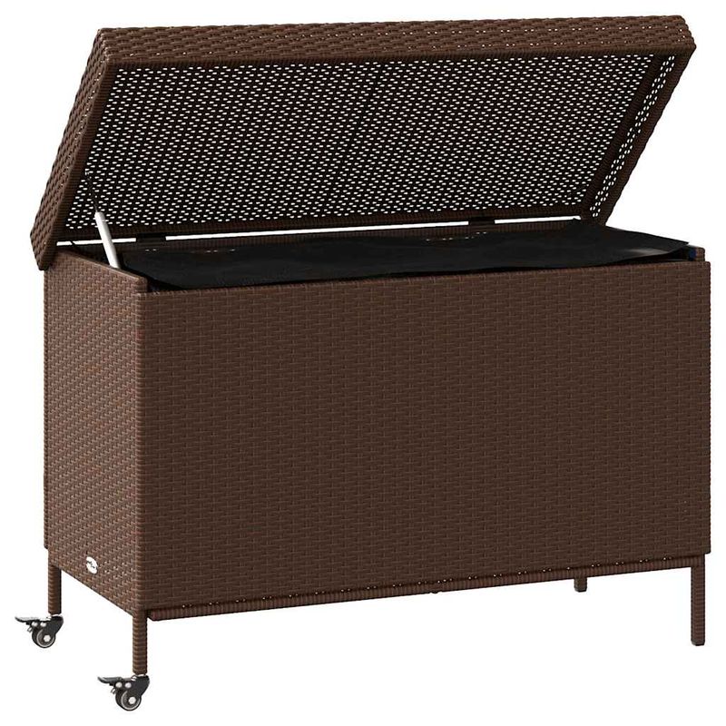 Casa si Gradina - Gradina si terasa - Mobilier exterior - Dulapuri si lazi depozitare exterior - Lada depozitare de gradina cu roti, maro 110x55x73 cm poliratan - Infinity.ro
