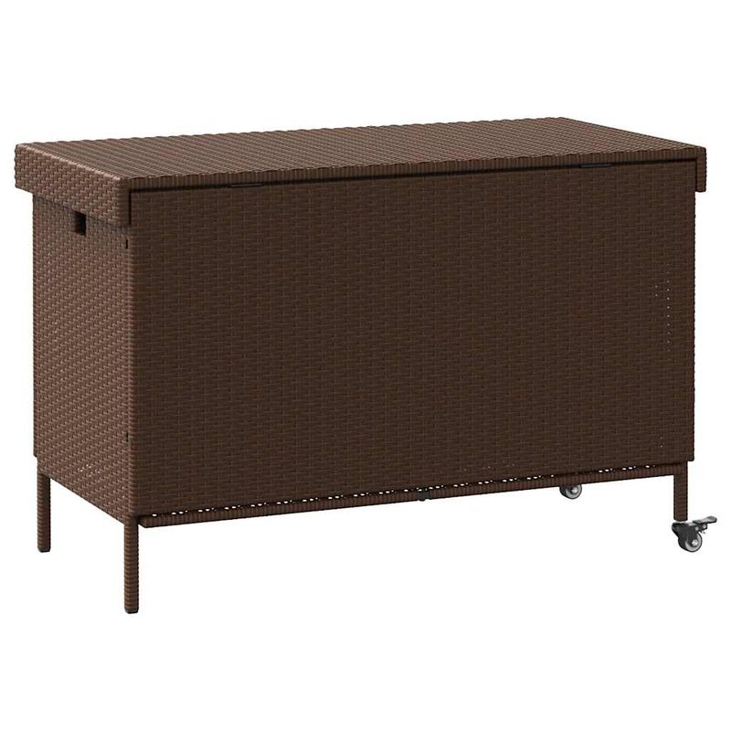 Casa si Gradina - Gradina si terasa - Mobilier exterior - Dulapuri si lazi depozitare exterior - Lada depozitare de gradina cu roti, maro 110x55x73 cm poliratan - Infinity.ro