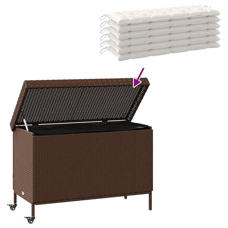 Casa si Gradina - Gradina si terasa - Mobilier exterior - Dulapuri si lazi depozitare exterior - Lada depozitare de gradina cu roti, maro 110x55x73 cm poliratan - Infinity.ro
