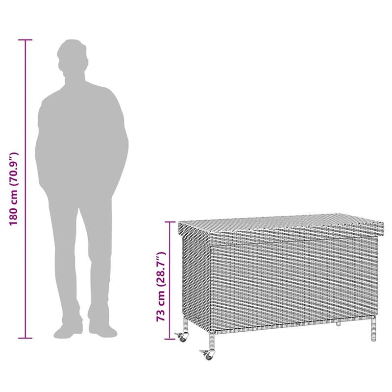 Casa si Gradina - Gradina si terasa - Mobilier exterior - Dulapuri si lazi depozitare exterior - Lada depozitare de gradina cu roti, maro 110x55x73 cm poliratan - Infinity.ro