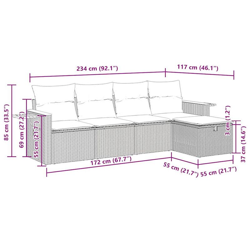 Casa si Gradina - Gradina si terasa - Mobilier exterior - Seturi mobila gradina - Set canapele de gradina cu perne, 5 piese, bej, poliratan - Infinity.ro
