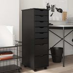 Casa si Gradina - Mobilier - Dulapuri si sifoniere - Dulapuri - Dulap rulant cu sertare „MOSS” din lemn masiv de pin negru - Infinity.ro