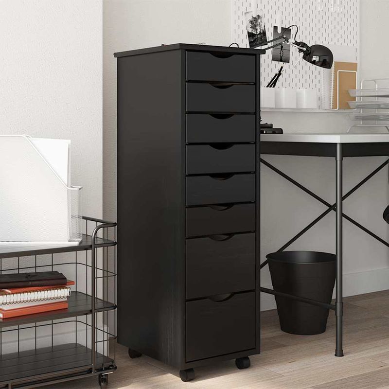 Casa si Gradina - Mobilier - Dulapuri si sifoniere - Dulapuri - Dulap rulant cu sertare „MOSS” din lemn masiv de pin negru - Infinity.ro