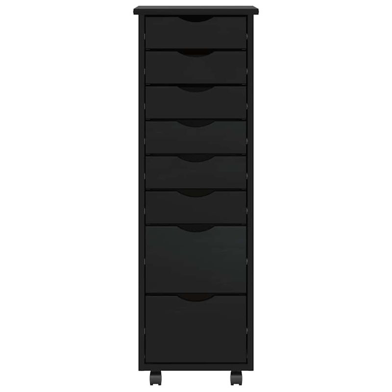 Casa si Gradina - Mobilier - Dulapuri si sifoniere - Dulapuri - Dulap rulant cu sertare „MOSS” din lemn masiv de pin negru - Infinity.ro
