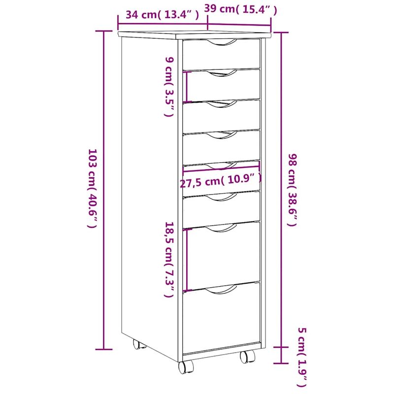 Casa si Gradina - Mobilier - Dulapuri si sifoniere - Dulapuri - Dulap rulant cu sertare „MOSS” din lemn masiv de pin negru - Infinity.ro