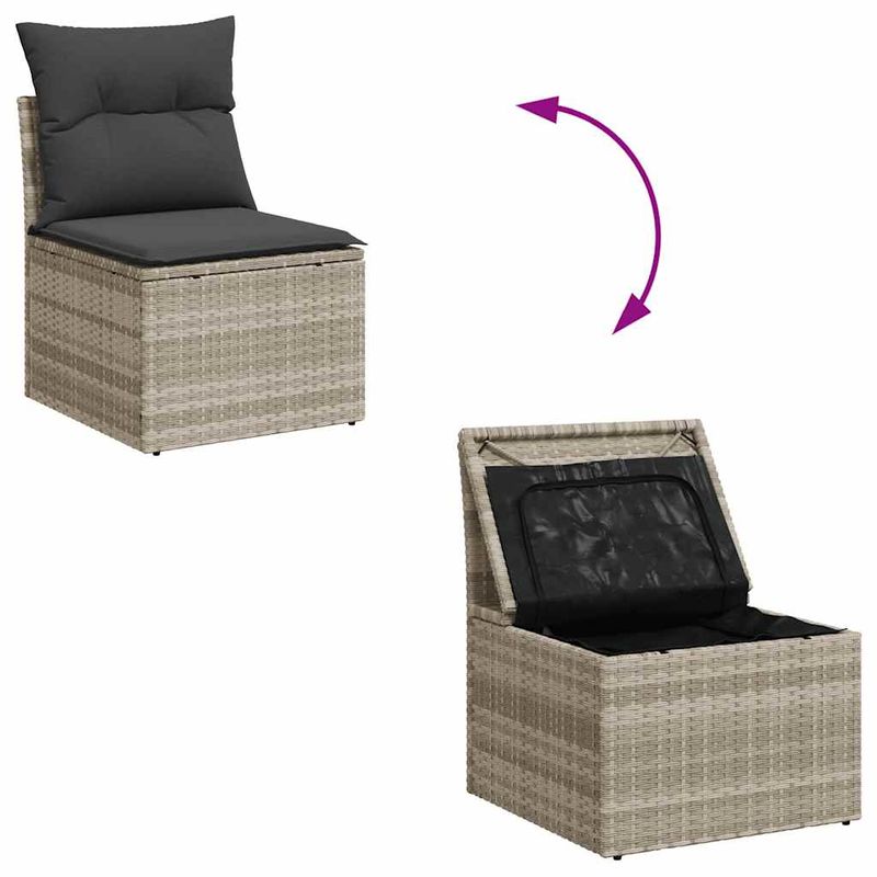 Casa si Gradina - Gradina si terasa - Mobilier exterior - Seturi mobila gradina - Set canapele de gradina cu perne, 7piese gri deschis poliratan - Infinity.ro