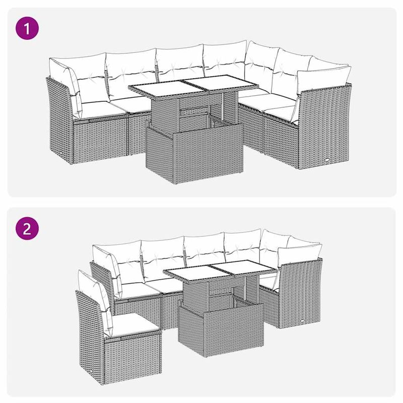 Casa si Gradina - Gradina si terasa - Mobilier exterior - Seturi mobila gradina - Set canapele de gradina cu perne, 7piese gri deschis poliratan - Infinity.ro