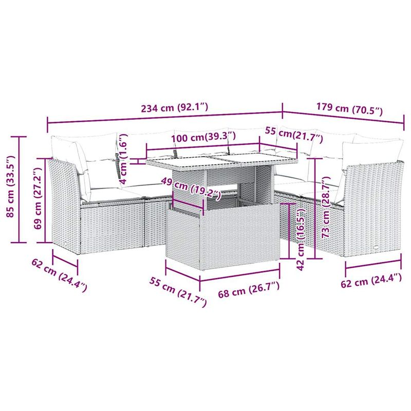 Casa si Gradina - Gradina si terasa - Mobilier exterior - Seturi mobila gradina - Set canapele de gradina cu perne, 7piese gri deschis poliratan - Infinity.ro