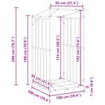 Casa si Gradina - Termice - Sobe, Seminee si accesorii - Accesorii seminee si sobe - Raft pentru lemn de foc cu capac de ploaie otel galvanizat, mărime 100x100x200 cm - Infinity.ro
