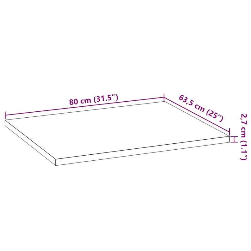 Casa si Gradina - Mobilier - Comode si corpuri - Corpuri bucatarie - Blat de bucatarie Lemn masiv de stejar dreptunghiular, mărime 80x63.5x2.7 cm - Infinity.ro