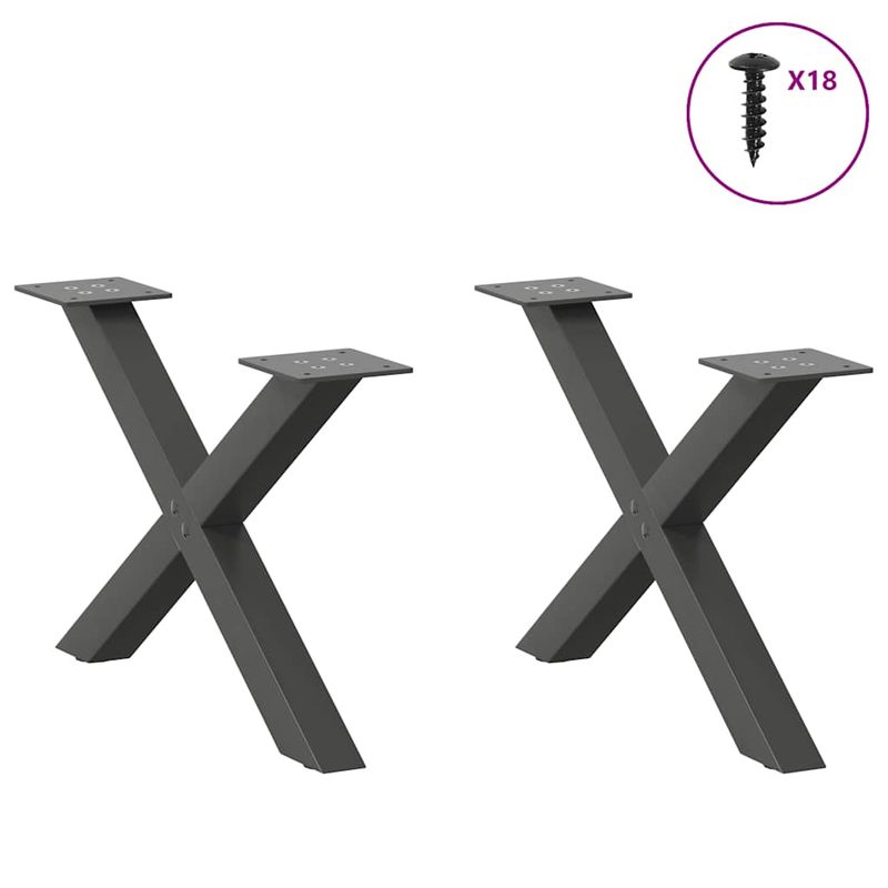 Casa si Gradina - Mobilier - Feronerie si accesorii mobila - Picioare masuta de cafea in forma de X, 2 buc Antracit Otel, mărime 50x(30-31) cm (40 mm) - Infinity.ro