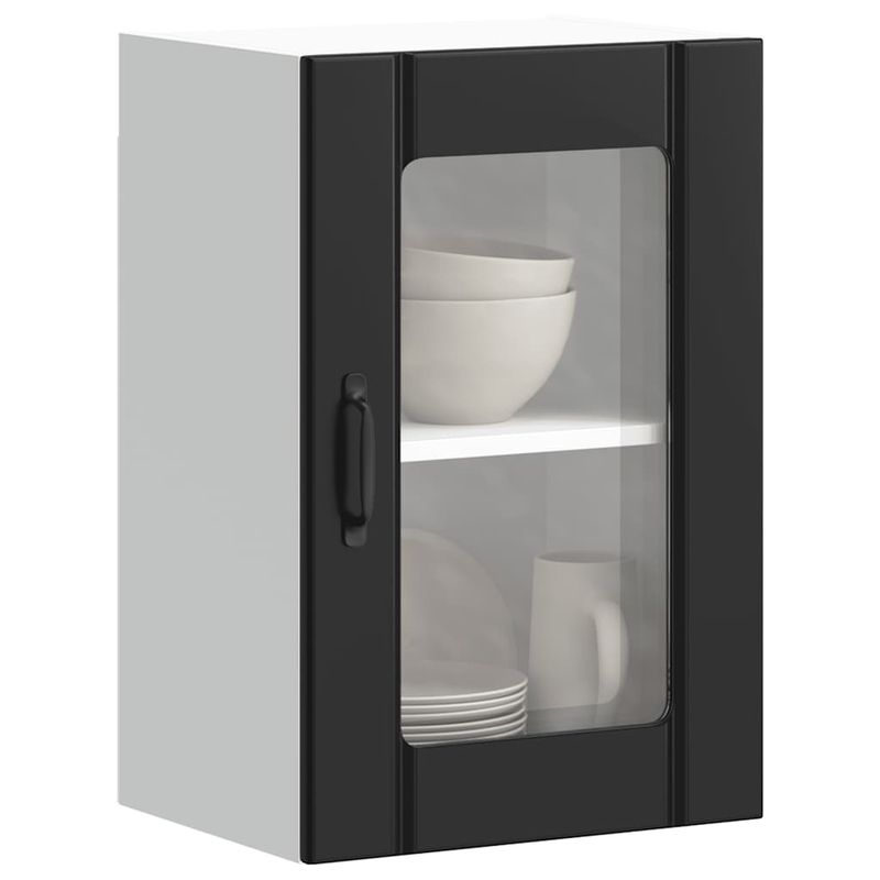 Casa si Gradina - Mobilier - Comode si corpuri - Corpuri bucatarie - Dulap de bucatarie cu usa din sticla „Lucca” negru - Infinity.ro