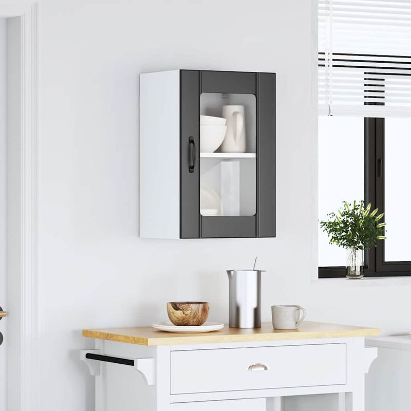 Casa si Gradina - Mobilier - Comode si corpuri - Corpuri bucatarie - Dulap de bucatarie cu usa din sticla „Lucca” negru - Infinity.ro