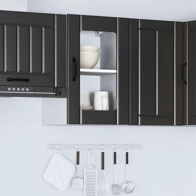Casa si Gradina - Mobilier - Comode si corpuri - Corpuri bucatarie - Dulap de bucatarie cu usa din sticla „Lucca” negru - Infinity.ro