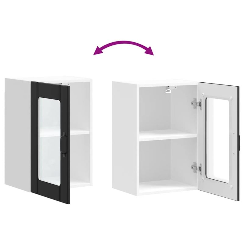 Casa si Gradina - Mobilier - Comode si corpuri - Corpuri bucatarie - Dulap de bucatarie cu usa din sticla „Lucca” negru - Infinity.ro