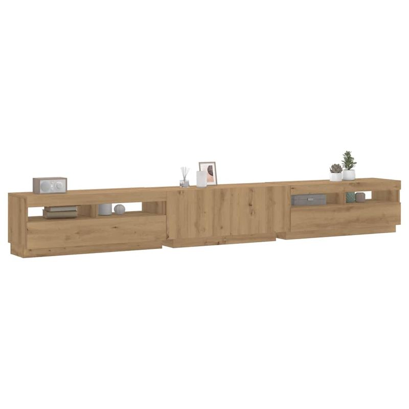 Casa si Gradina - Mobilier - Comode si corpuri - Comode - Dulap TV cu LED stejar artizanal 300x35x40 cm lemn prelucrat - Infinity.ro