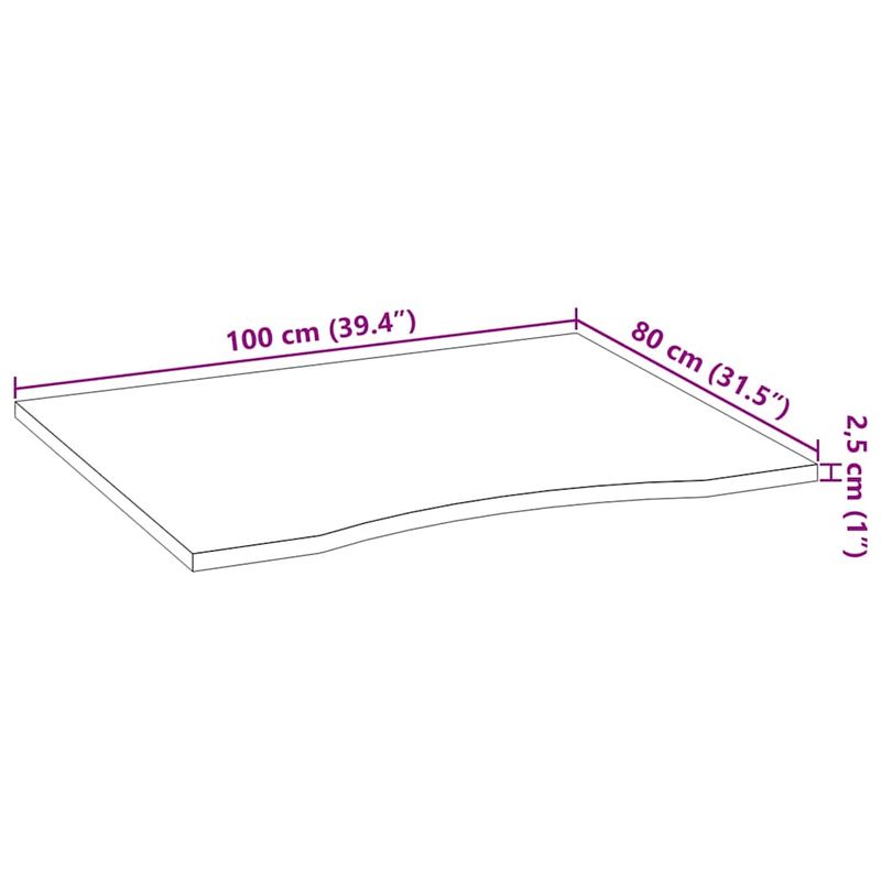 Casa si Gradina - Mobilier - Feronerie si accesorii mobila - Blat de birou netratat Lemn masiv de stejar dreptunghiular, mărime 100x80x2.5 cm - Infinity.ro