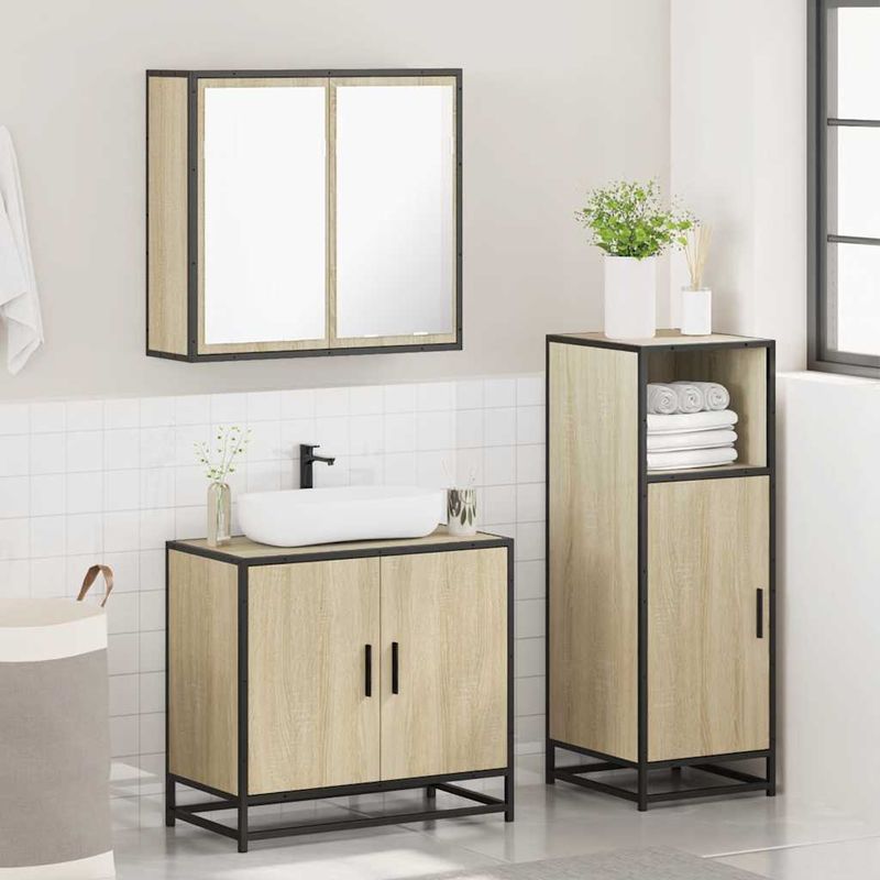 Casa si Gradina - Mobilier - Seturi de mobilier - Seturi baie - Set mobilier de baie, 3 piese, stejar sonoma, lemn prelucrat - Infinity.ro