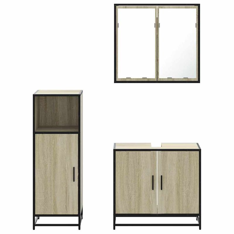 Casa si Gradina - Mobilier - Seturi de mobilier - Seturi baie - Set mobilier de baie, 3 piese, stejar sonoma, lemn prelucrat - Infinity.ro
