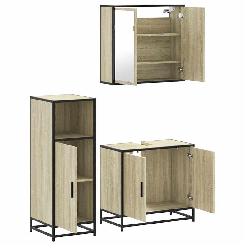 Casa si Gradina - Mobilier - Seturi de mobilier - Seturi baie - Set mobilier de baie, 3 piese, stejar sonoma, lemn prelucrat - Infinity.ro