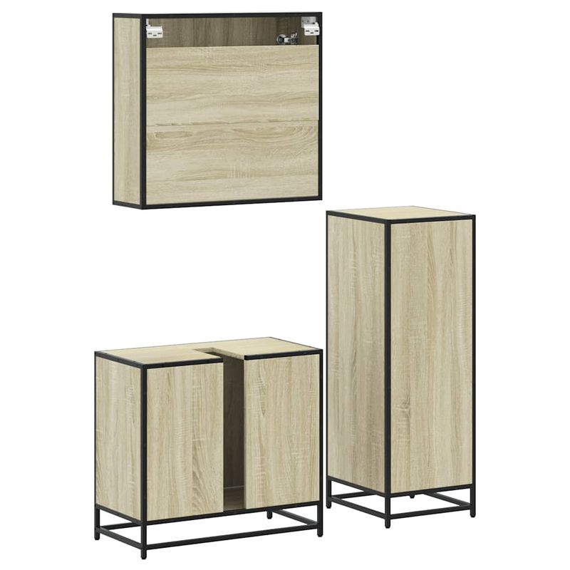 Casa si Gradina - Mobilier - Seturi de mobilier - Seturi baie - Set mobilier de baie, 3 piese, stejar sonoma, lemn prelucrat - Infinity.ro