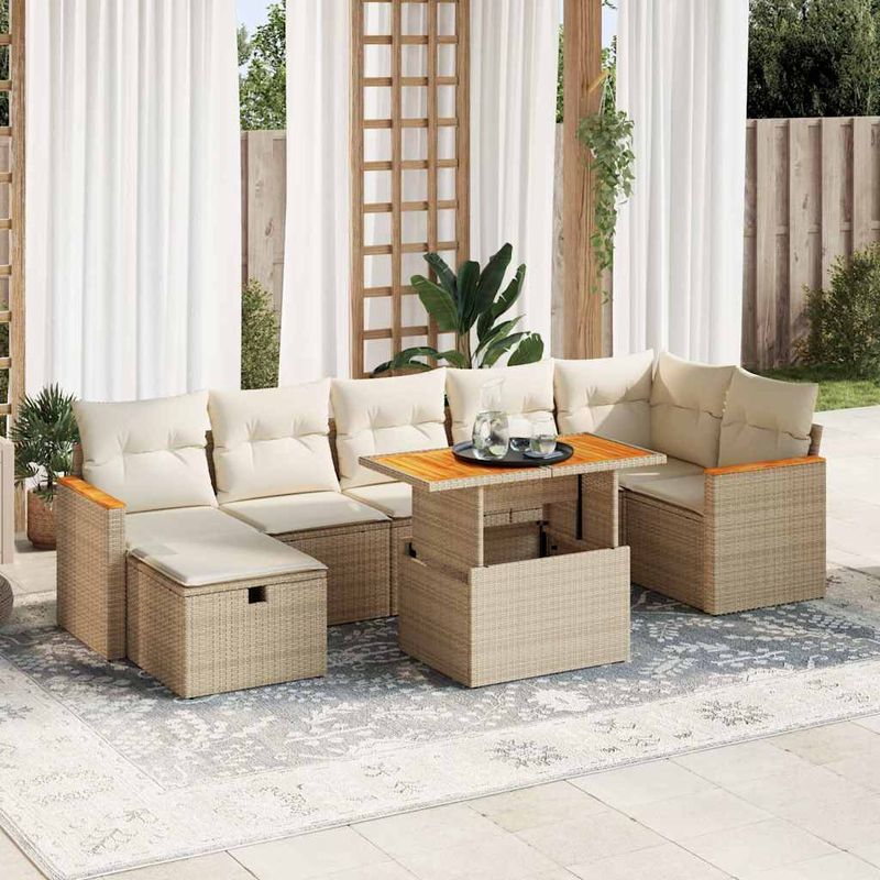 Casa si Gradina - Gradina si terasa - Mobilier exterior - Seturi mobila gradina - Set canapele de gradina cu perne, 5 piese, bej, poliratan - Infinity.ro