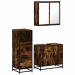 Casa si Gradina - Mobilier - Seturi de mobilier - Seturi baie - Set mobilier de baie, 3 piese, stejar fumuriu, lemn prelucrat - Infinity.ro