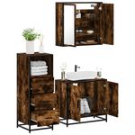 Casa si Gradina - Mobilier - Seturi de mobilier - Seturi baie - Set mobilier de baie, 3 piese, stejar fumuriu, lemn prelucrat - Infinity.ro