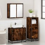 Casa si Gradina - Mobilier - Seturi de mobilier - Seturi baie - Set mobilier de baie, 3 piese, stejar fumuriu, lemn prelucrat - Infinity.ro