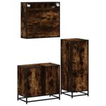 Casa si Gradina - Mobilier - Seturi de mobilier - Seturi baie - Set mobilier de baie, 3 piese, stejar fumuriu, lemn prelucrat - Infinity.ro