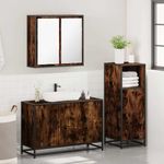 Casa si Gradina - Mobilier - Seturi de mobilier - Seturi baie - Set mobilier de baie, 3 piese, stejar fumuriu, lemn prelucrat - Infinity.ro