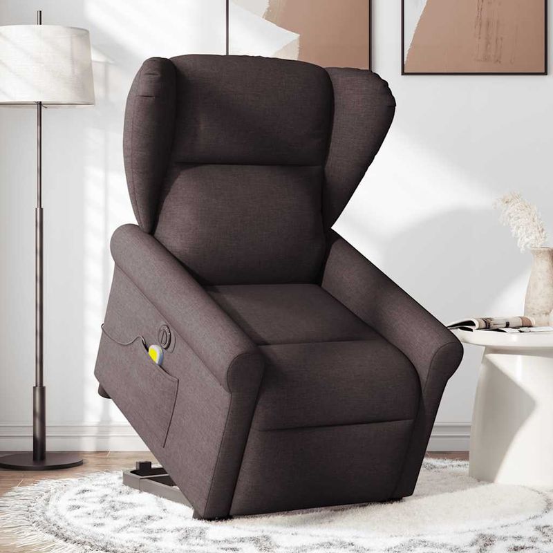 Ingrijire personala si Cosmetice - Sanatate si wellness - Articole wellness - Fotolii de masaj - Fotoliu electric masaj rabatabil cu ridicare maro inchis textil - Infinity.ro