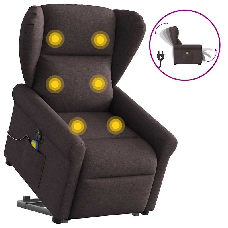 Ingrijire personala si Cosmetice - Sanatate si wellness - Articole wellness - Fotolii de masaj - Fotoliu electric masaj rabatabil cu ridicare maro inchis textil - Infinity.ro