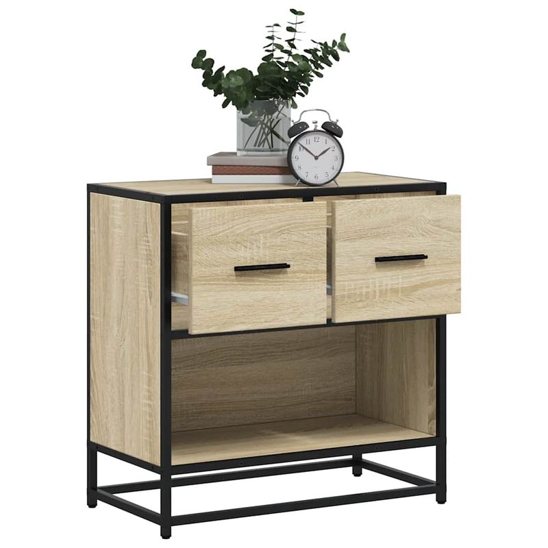 Casa si Gradina - Mobilier - Comode si corpuri - Noptiere - Noptiera din stejar Sonoma 60x31x60 cm lemn prelucrat si metal - Infinity.ro