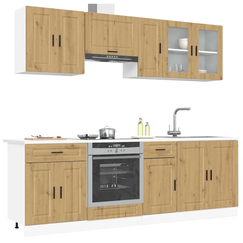 Casa si Gradina - Mobilier - Comode si corpuri - Corpuri bucatarie - Set dulap de bucatarie 8 piese „Kalmar” stejar artizanal lemn - Infinity.ro