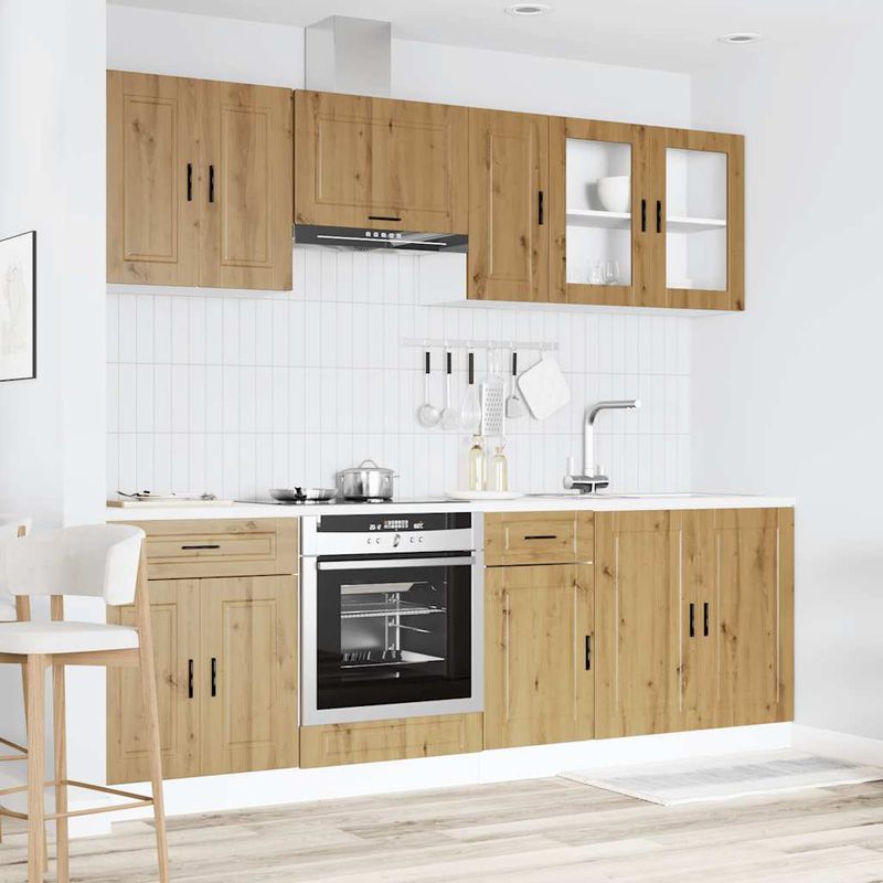 Casa si Gradina - Mobilier - Comode si corpuri - Corpuri bucatarie - Set dulap de bucatarie 8 piese „Kalmar” stejar artizanal lemn - Infinity.ro