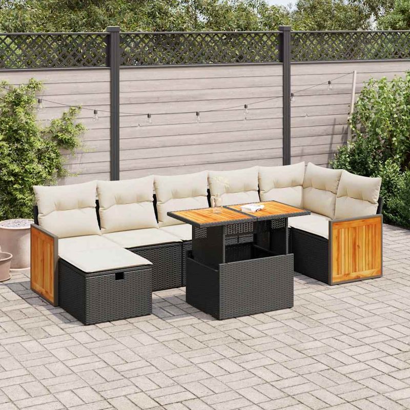Casa si Gradina - Gradina si terasa - Mobilier exterior - Seturi mobila gradina - Set mobilier de gradina cu perne, 5 piese, negru, poliratan - Infinity.ro