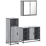 Casa si Gradina - Mobilier - Seturi de mobilier - Seturi baie - Set mobilier de baie, 3 piese, gri sonoma, lemn prelucrat - Infinity.ro