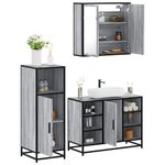 Casa si Gradina - Mobilier - Seturi de mobilier - Seturi baie - Set mobilier de baie, 3 piese, gri sonoma, lemn prelucrat - Infinity.ro