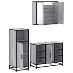Casa si Gradina - Mobilier - Seturi de mobilier - Seturi baie - Set mobilier de baie, 3 piese, gri sonoma, lemn prelucrat - Infinity.ro