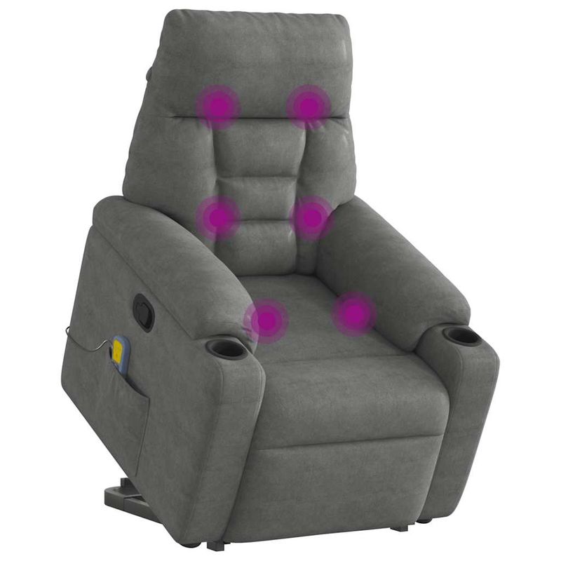 Ingrijire personala si Cosmetice - Sanatate si wellness - Articole wellness - Fotolii de masaj - Fotoliu de masaj rabatabil cu ridicare, gri inchis, microfibra - Infinity.ro