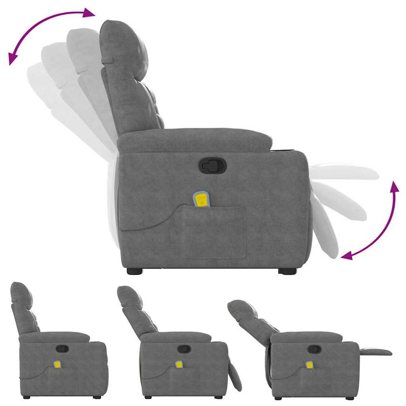 Ingrijire personala si Cosmetice - Sanatate si wellness - Articole wellness - Fotolii de masaj - Fotoliu de masaj rabatabil cu ridicare, gri inchis, microfibra - Infinity.ro