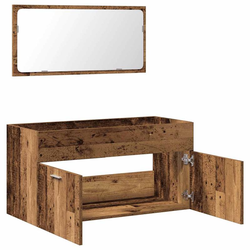 Casa si Gradina - Mobilier - Mobilier baie - Comode baie - Dulap de baie cu oglinda Lemn vechi Lemn prelucrat - Infinity.ro