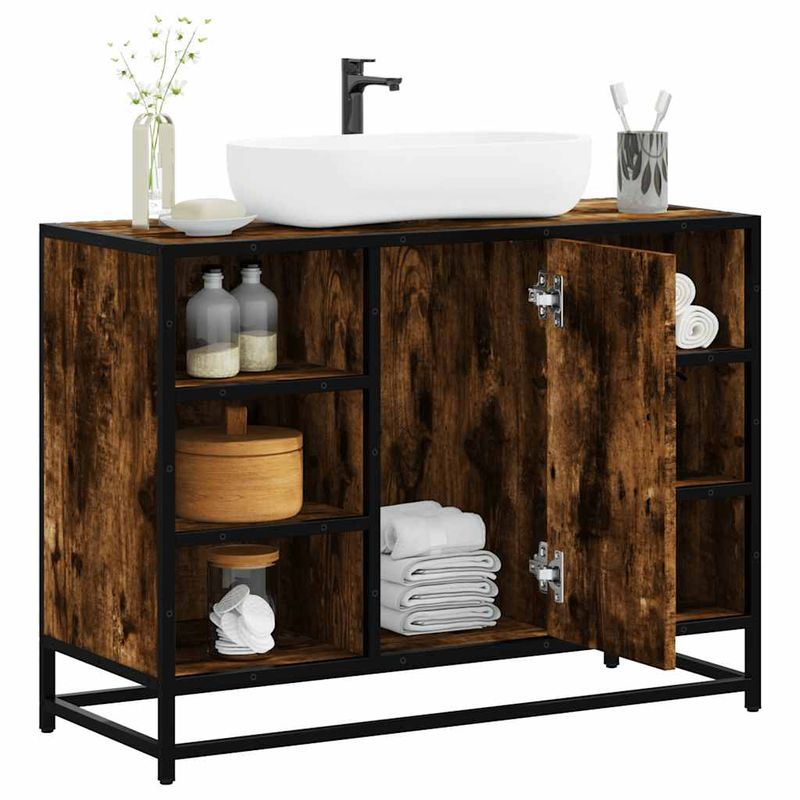 Casa si Gradina - Mobilier - Mobilier baie - Comode baie - Dulap chiuveta de baie stejar fumuriu 80x33x60 cm lemn compozit - Infinity.ro