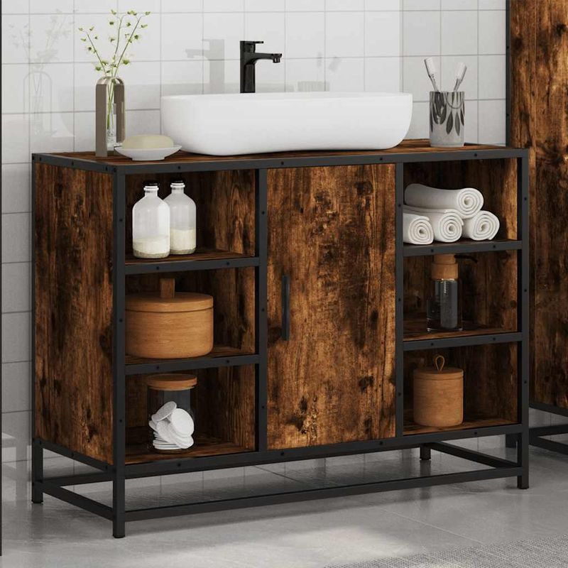 Casa si Gradina - Mobilier - Mobilier baie - Comode baie - Dulap chiuveta de baie stejar fumuriu 80x33x60 cm lemn compozit - Infinity.ro