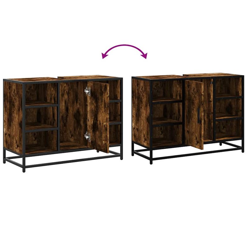 Casa si Gradina - Mobilier - Mobilier baie - Comode baie - Dulap chiuveta de baie stejar fumuriu 80x33x60 cm lemn compozit - Infinity.ro
