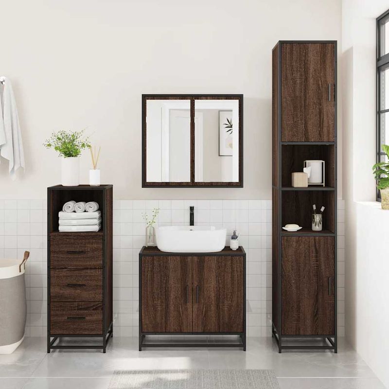 Casa si Gradina - Mobilier - Mobilier baie - Comode baie - Dulap de baie, stejar maro, 35x37,5x100 cm, lemn prelucrat - Infinity.ro